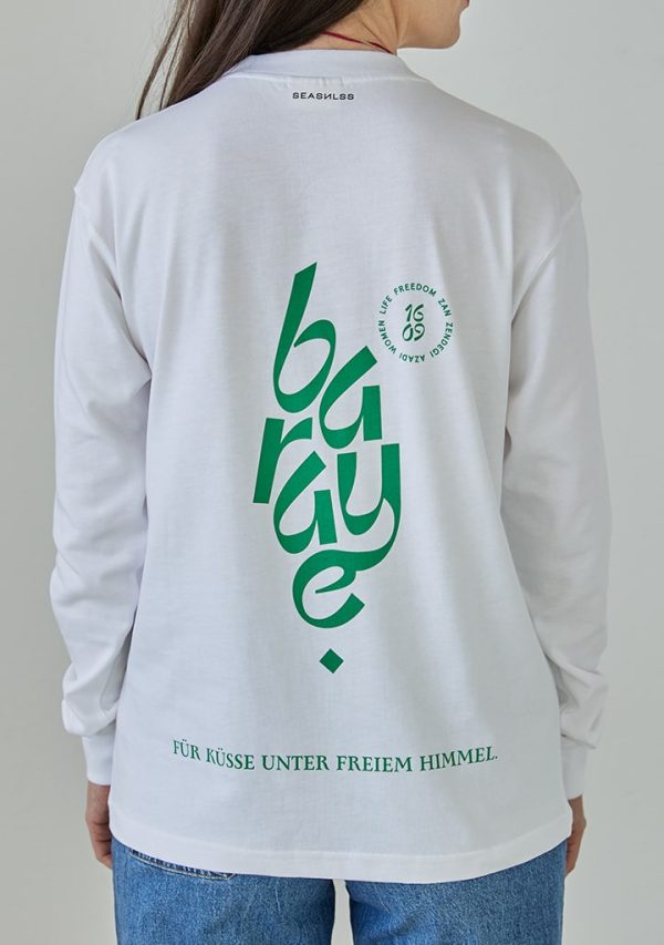 Charity Longsleeve white green back woman