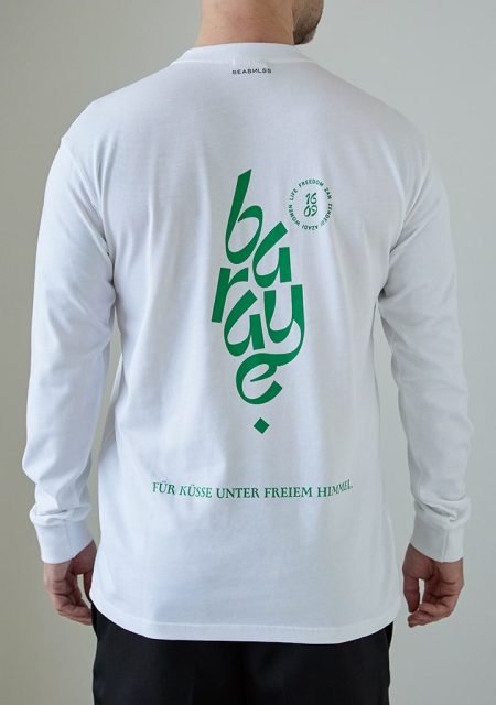 Charity Longsleeve white green back man