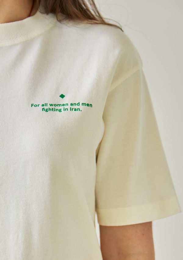 Charity T-Shirt ecru green front details